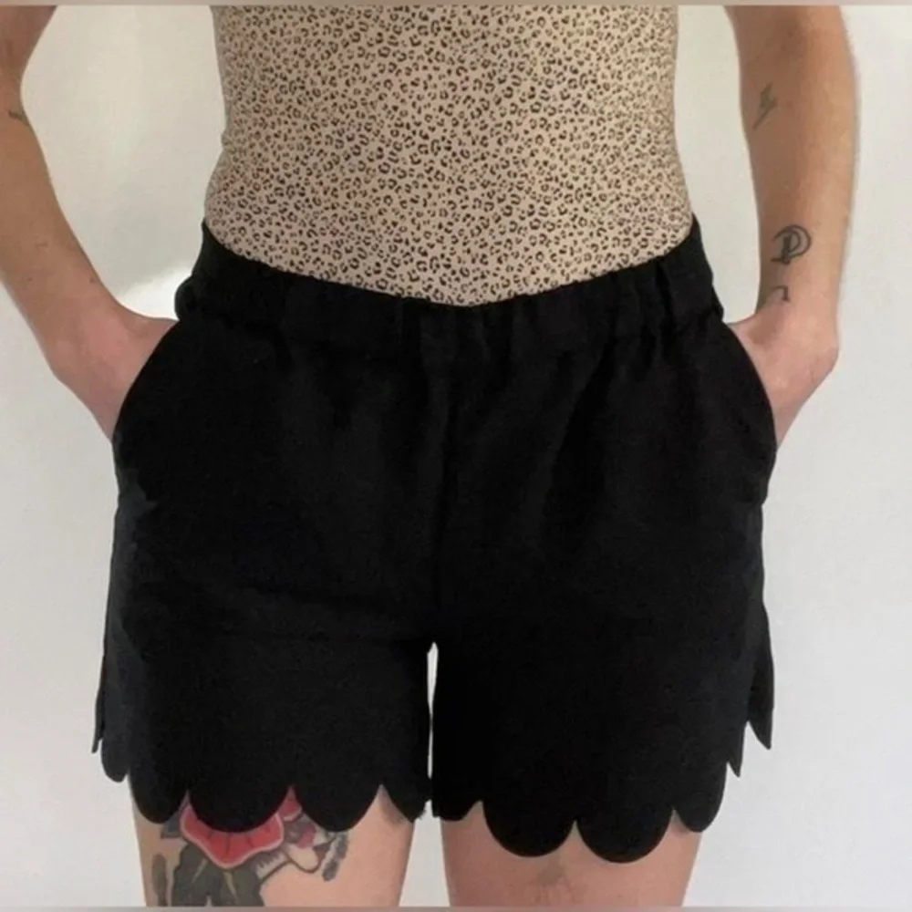 Madewell Womens 2XS Black Scalloped Edge Elastic Waist Pocket Short Shorts XXS 0